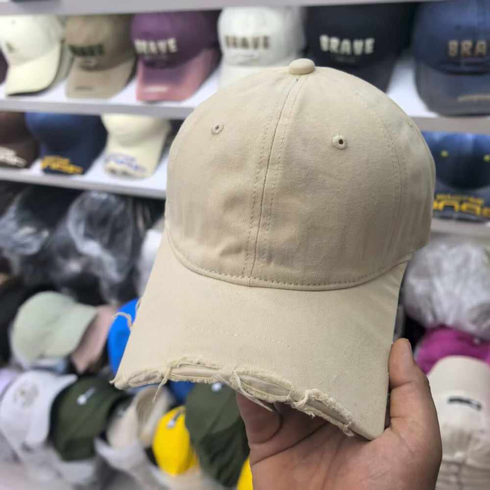 Street Fashion Y2K - 남녀공용, 낡은 느낌의 챙이 뜯긴 야구