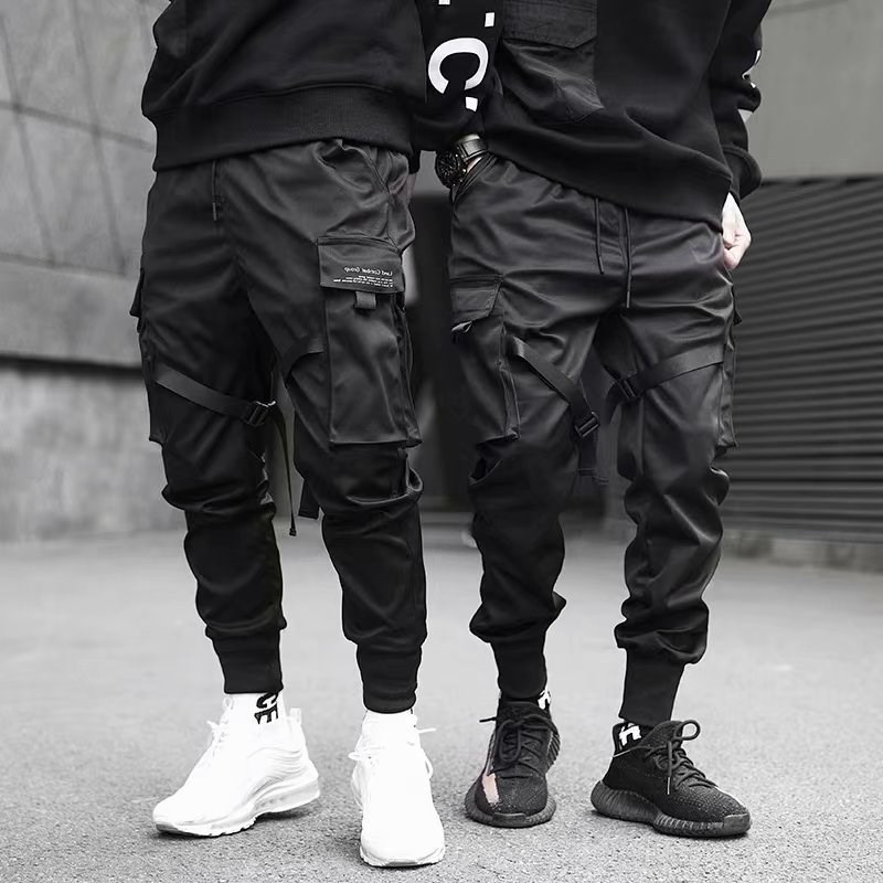 Street Fashion Men 2025 - 리본 하렘 조깅 남자 카고 바지